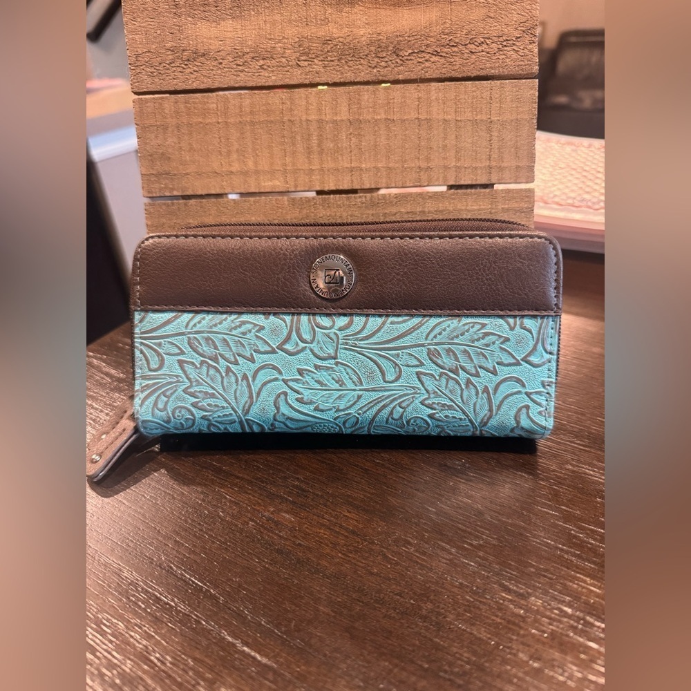 Brown and Blue Patterned Women's Wallet